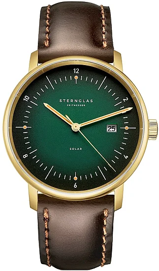 Sternglas Naos Solar Date Green Dial Brown Leather Strap S01-NS22-BR01