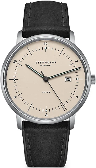 Sternglas Naos Solar Date Sand Dial Black Leather Strap Titan Edition S01-NST26-HY06