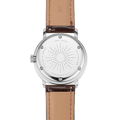 Sternglas Naos Solar Date White Dial Black Leather Strap S01-NS01-BR03