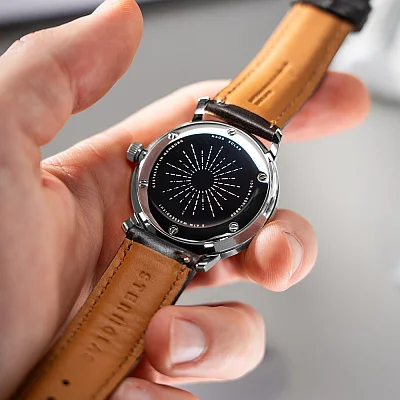 Sternglas Naos Solar Date White Dial Black Leather Strap S01-NS01-BR03
