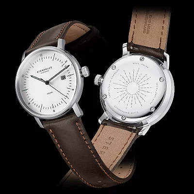 Sternglas Naos Solar Date White Dial Black Leather Strap S01-NS01-BR03