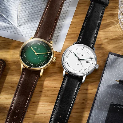 Sternglas Naos Solar Date White Dial Black Leather Strap S01-NS01-BR03