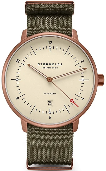 Sternglas Naos XL Automatic Alabaster Bronze Field Forest Green Strap S02-NX42-FI05