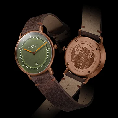 Sternglas Naos XL Edition 1905 Green Dial Brown Leather Strap S01-NXT35-VI17