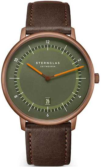 Sternglas Naos XL Edition 1905 Green Dial Brown Leather Strap S01-NXT35-MO27