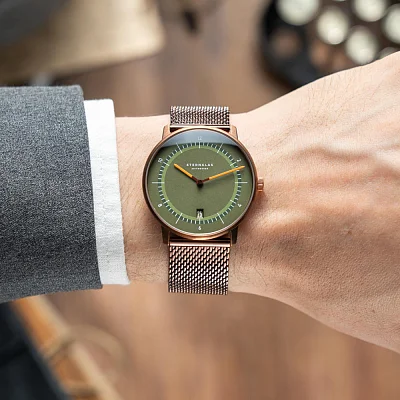 Sternglas Naos XL Edition 1905 Green Dial Stainless Steel Mesh S01-NXT35-MI11
