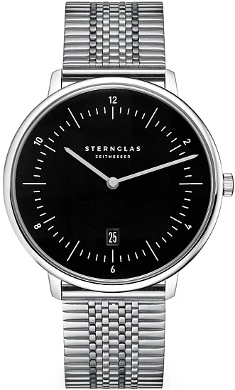 Sternglas Naos XL Quartz Date Black Dial SuperSlim Bracelet S01-NX53-ME08