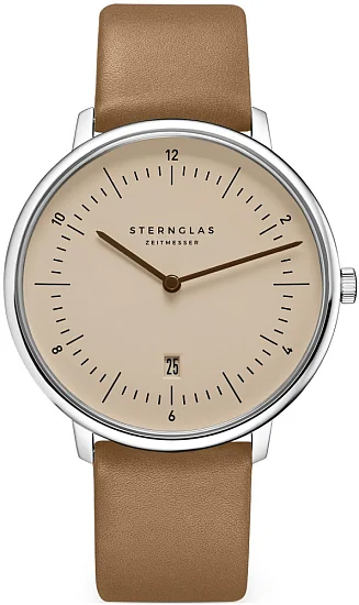Sternglas Naos XL Quartz Date Sand Dial Beige Strap S01-NX54-PR01