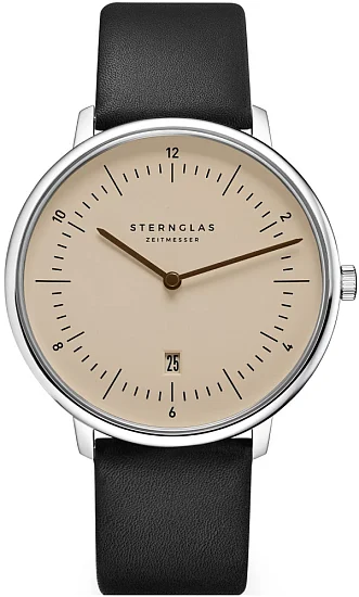 Sternglas Naos XL Quartz Date Sand Dial Black Strap S01-NX54-PR07