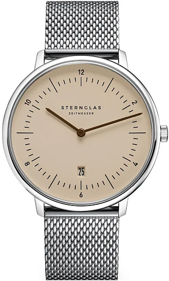 Sternglas Naos XL Quartz Date Sand Dial Milanaise Bracelet S01-NX54-MI04
