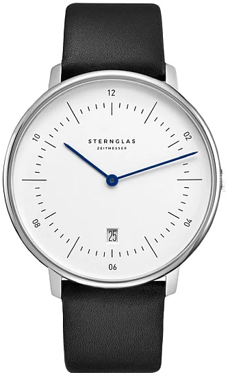 Sternglas Naos XL Quartz Date White Dial Black Strap S01-NX44-PR07