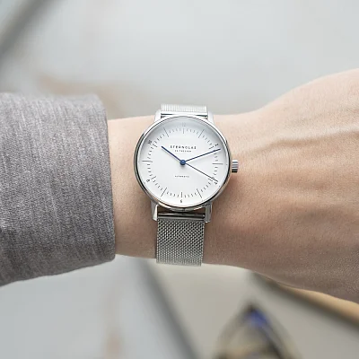 Sternglas Naos XS Automatic White Dial Mesh S02-ND01-MI01
