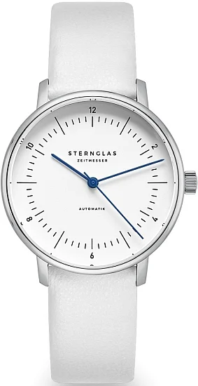 Sternglas Naos XS Automatic White Dial White Leather Strap S02-ND01-KL12