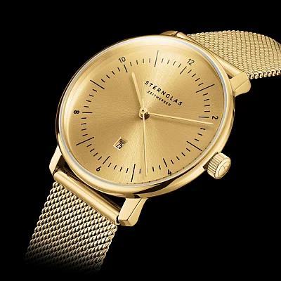Sternglas Naos XS Edition Elyra Quartz Date White Dial Mesh S01-NDE12-MI07