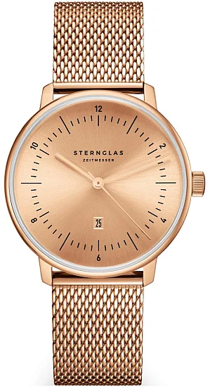 Sternglas Naos XS Edition Elyra Quartz Date White Dial Mesh S01-NDE55-MI09