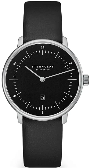 Sternglas Naos XS Quartz Date Black Dial Black Leather Strap S01-ND53-KL05