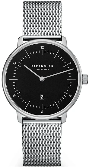 Sternglas Naos XS Quartz Date Black Dial Mesh S01-ND53-MI01