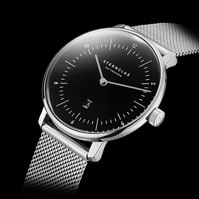 Sternglas Naos XS Quartz Date Black Dial Mesh S01-ND53-MI01