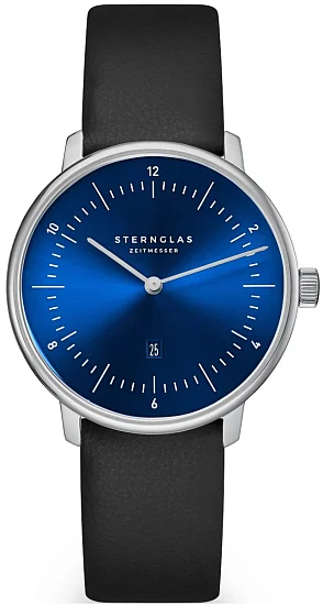 Sternglas Naos XS Quartz Date Blue Dial Black Leather Strap S01-ND58-KL05