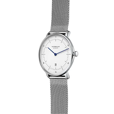 Sternglas Naos XS Quartz Date White Dial Mesh S01-ND01-MI01