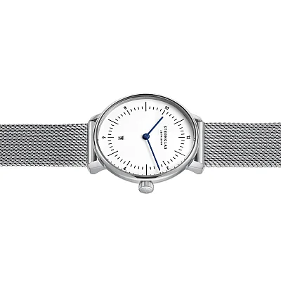 Sternglas Naos XS Quartz Date White Dial Mesh S01-ND44-MI01