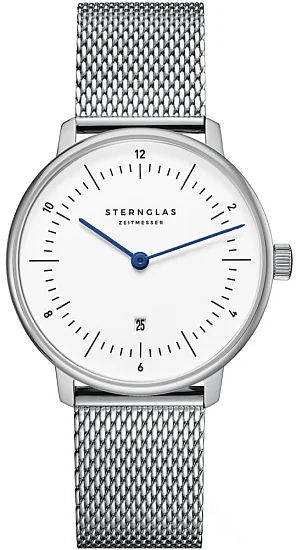 Sternglas Naos XS Quartz Date White Dial Mesh S01-ND44-MI01
