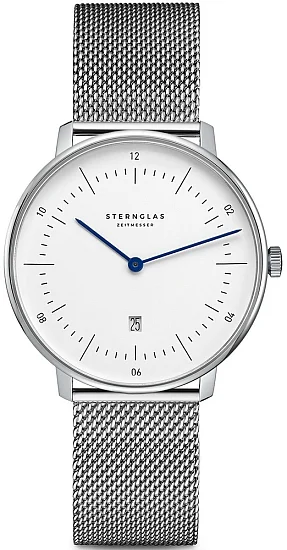 Sternglas Naos XS Quartz Date White Dial Mesh S01-ND01-MI01