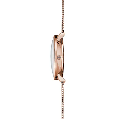 Sternglas Naos XS Quartz Date White Dial Rose Gold PVD Mesh S01-ND51-MI09
