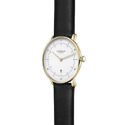 Sternglas Naos XS Quartz Date White Dial Yellow Gold PVD S01-ND50-KL08