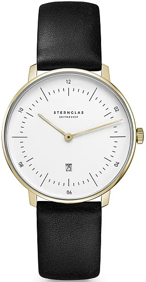 Sternglas Naos XS Quartz Date White Dial Yellow Gold PVD S01-ND50-KL08