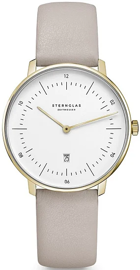 Sternglas Naos XS Quartz Date White Dial Yellow Gold PVD S01-ND02-KL06