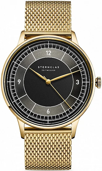 Sternglas Sedius Meca-Quartz Black Sector Dial Mesh S01-SD04-MI05