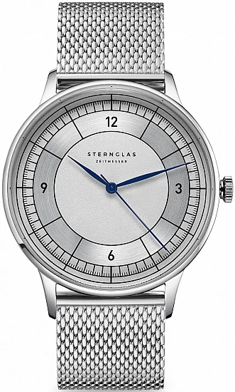 Sternglas Sedius Meca-Quartz Silver Sector Dial Mesh S01-SD01-MI04