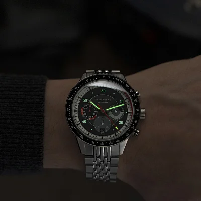 Sternglas Tachymeter 2.0 Meca-Quartz Chrono Black Dial Rice of Breads Bracelet S01-TM03-ME14