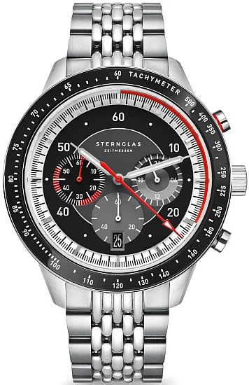 Sternglas Tachymeter 20 Meca-Quartz Chrono Black Dial Rice of Breads Bracelet S01-TM03-ME14