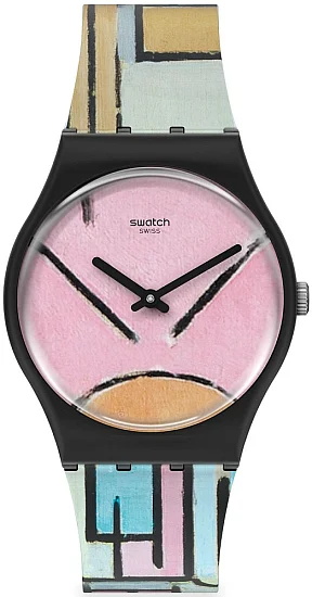Swatch Art MOMA Gent Composition In Oval With Color Planes 1 By Piet Mondrian, The Watch GZ350