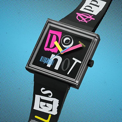 Swatch Square Bioceramic NO RULES PIERCED EDGE SO34B100