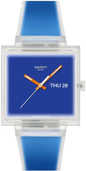 Swatch Square Biosourced WHAT IF SEE THRU BLUE? SO38K701