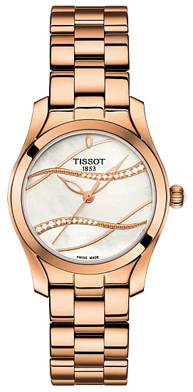 Tissot T-Wave Rose Gold PVD Bracelet Pearl Dial Diamonds T1122103311100