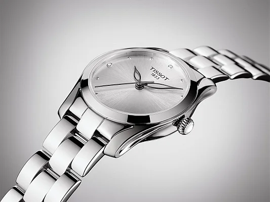 Tissot T-Wave Steel Bracelet Silver Dial Diamonds T112.210.11.036.00