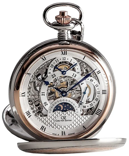 Carl von Zeyten Taschenuhr Mechanical Pocket Watch GMT CVZ0040RSL