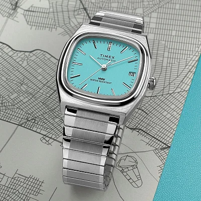 Timex 1983 E-Line Automatic Expandable Bracelet Ice Blue TW2Y07300