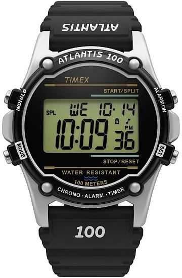 Timex Atlantis 100 40mm Digital Silver Case Black Strap TW2U31000