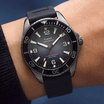 Timex Deepwater Arctic 40.5mm IP Gunmetald Steel Case Black Dial Black HNBR Strap TW3A02000