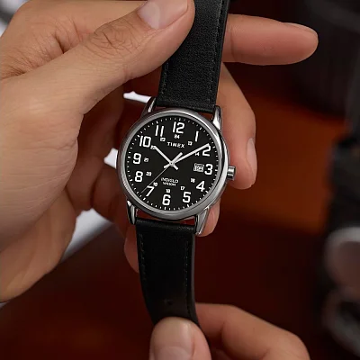Timex Easy Reader 38mm Leather Strap Indiglo TW2Y12800