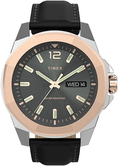 Timex Essex Avenue Day-Date 44mm Leather Strap TW2V43000