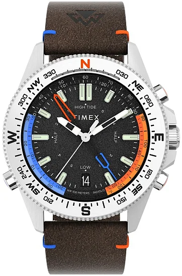 Timex Expedition North Tide Temp Compass 43mm Eco-Friendly Leather Strap Indiglo TW2V64400