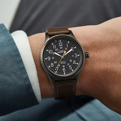 Timex Expedition Scout 40mm Leather Strap Indiglo TW4B12500