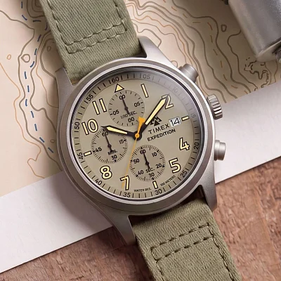 Timex Expedition Sierra Chronograph 43mm Leather Strap TW2Y89300