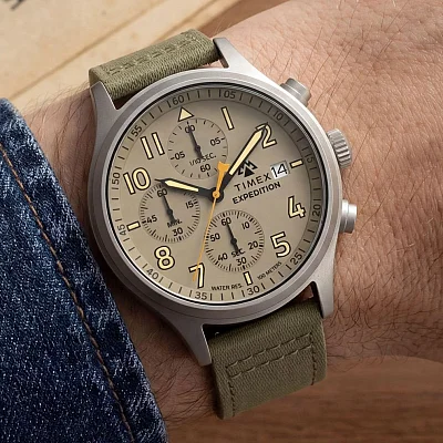 Timex Expedition Sierra Chronograph 43mm Leather Strap TW2Y89300
